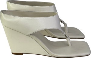 REBE Cream Leather Yvie Wedge Heel Sandal UK 5 EU 38