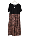 New Look Black Curves Brown Leopard Print Poplin Midi Dress UK 22