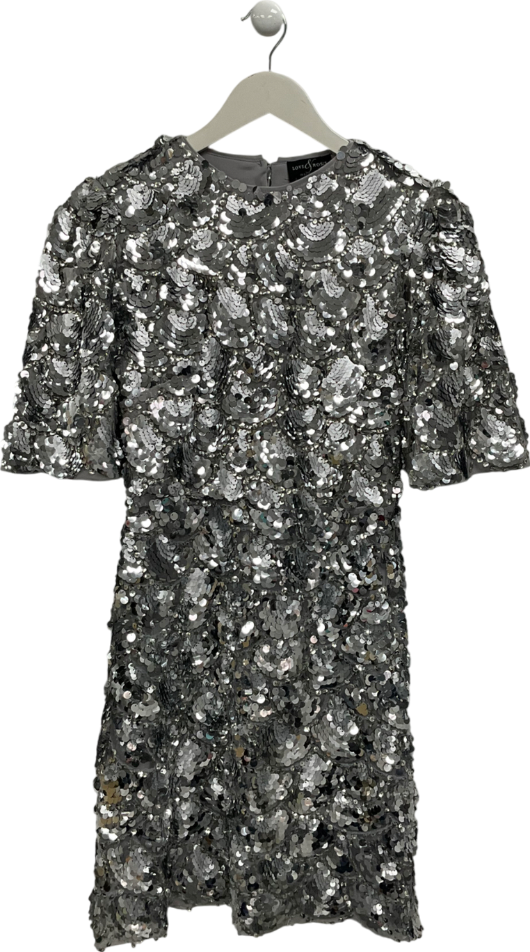 Love & Roses Metallic Sequin Empire Line Mini Dress UK 8