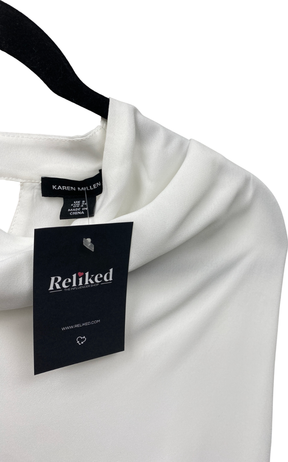 Karen Millen White Pintuck Shoulder Detail Georgette Woven Blouse UK 8