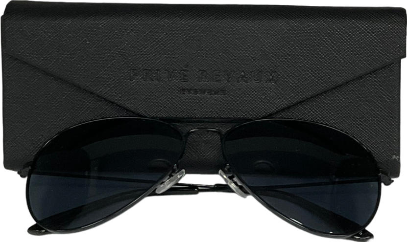 prive revaux Black The Commando Handcrafted Designer Polarized Aviator Sunglasses in case