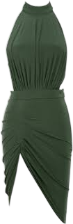 House of CB Green Raquela  Khaki Slinky High Neck Backless Midi Dress UK XS