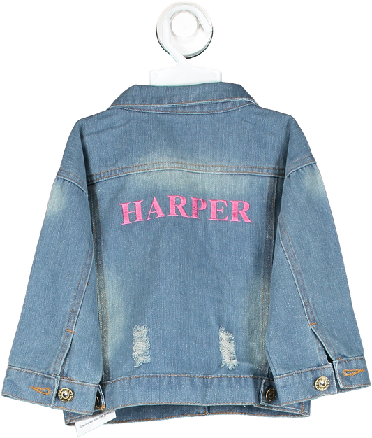 Blue Personalised "harper" Denim Jacket 2 Years