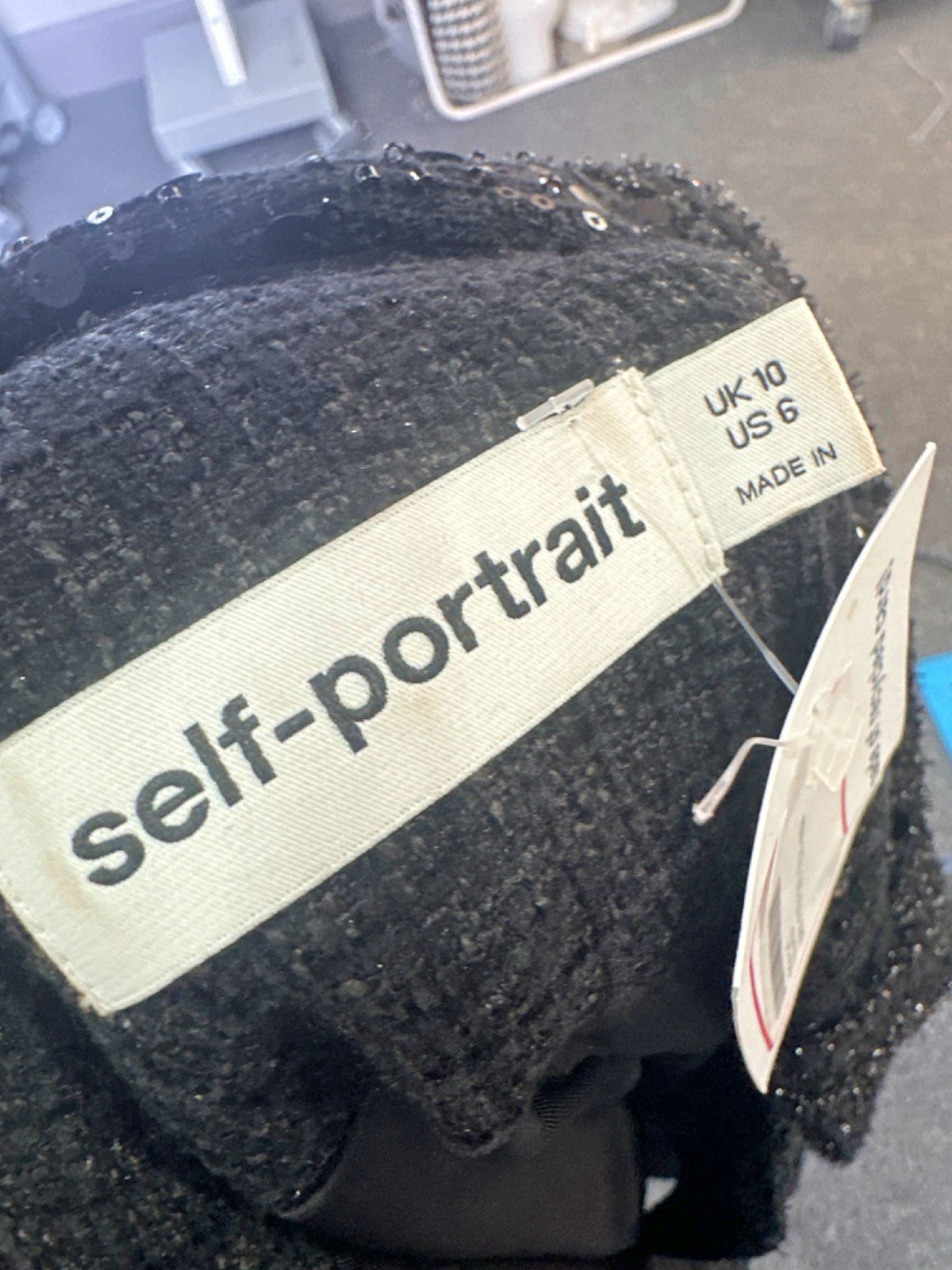 Self-Portrait Black Sequin Cutout Mini Dress UK 10