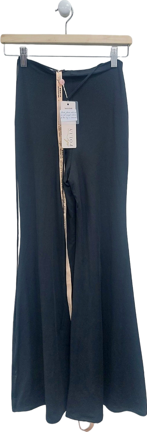 Oh Polly Black Ruched Front High Waist Flares UK 8