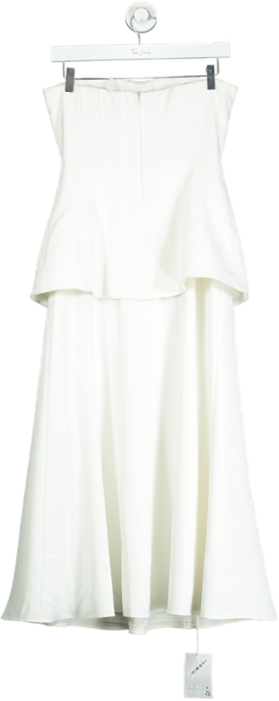 Self-Portrait White Bandeau Crepe Midi Dress UK 8