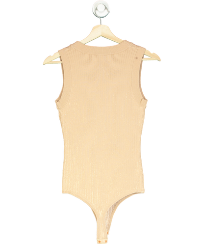 Ronny Kobo Beige Romy Button-detail Bodysuit UK M