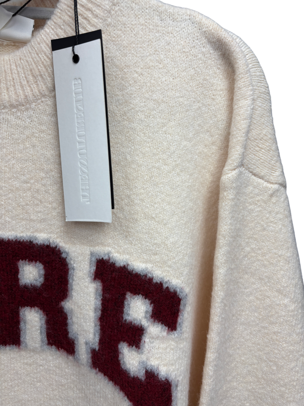 The Couture Club Cream CTRE Logo Knitted Sweatshirt UK M