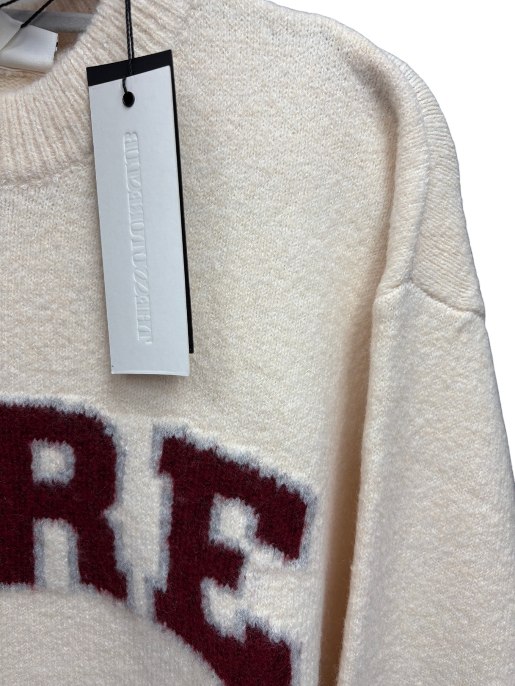 The Couture Club Cream CTRE Logo Knitted Sweatshirt UK M