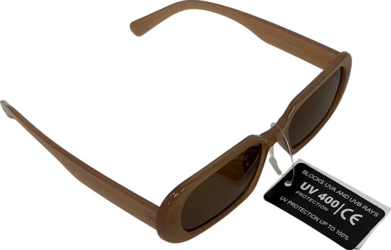 Brown Rectangular Framed Sunglasses One Size