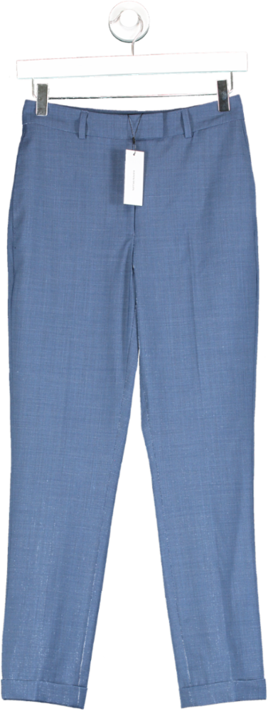 Karen Millen Blue The Founder Tailored Wool Blend Straight Trousers UK 6