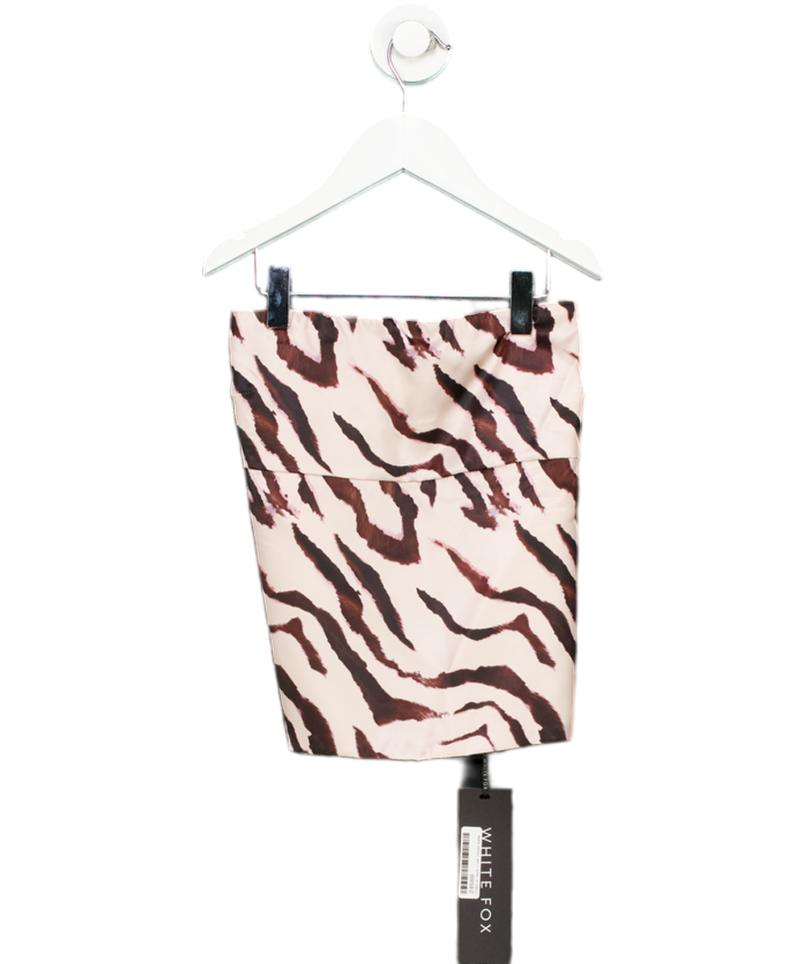 White Fox Beige 'more To Come' Zebra Print Top UK M