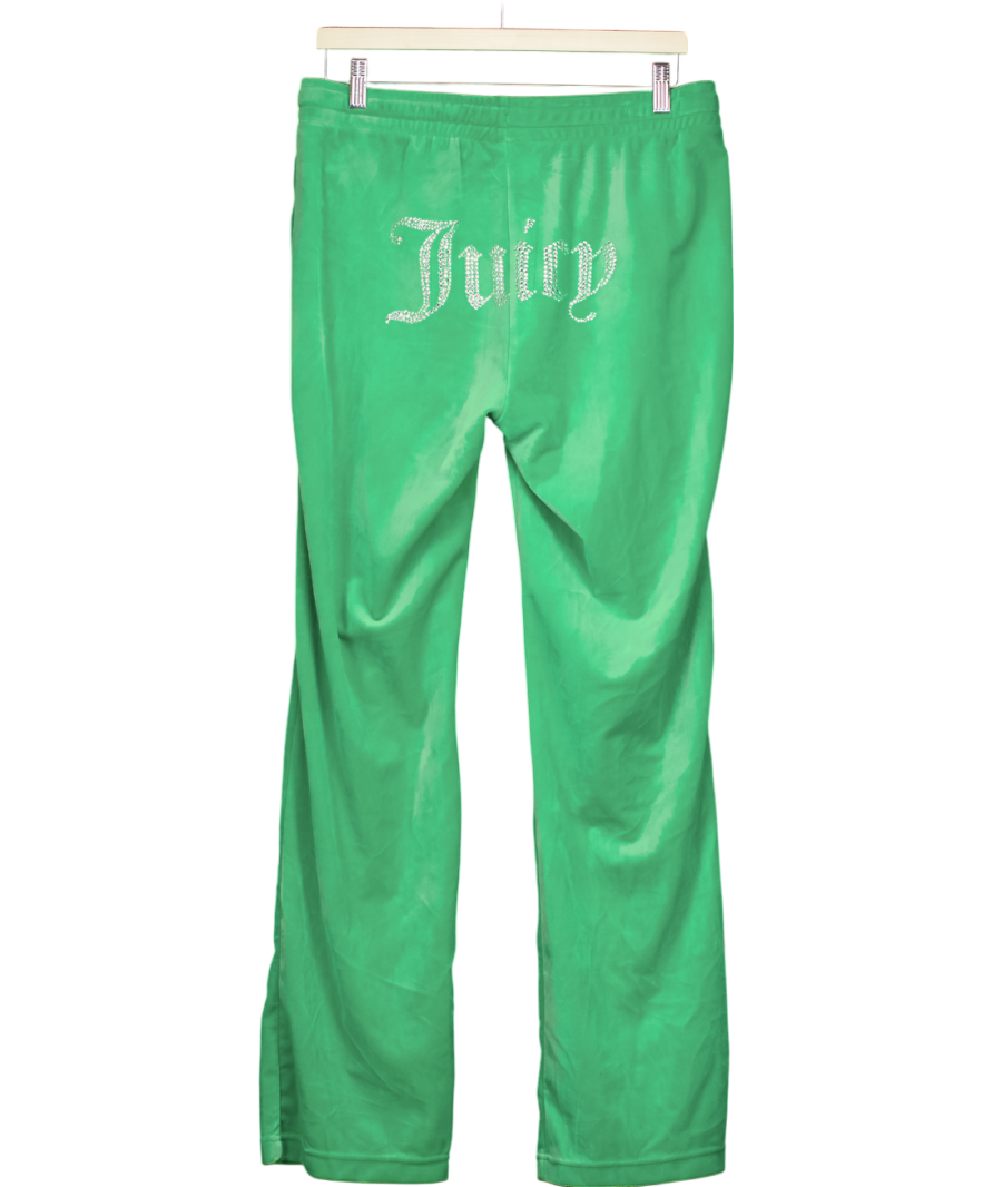 Juicy Couture Green Velour Track Pant With Dimante Logo UK L