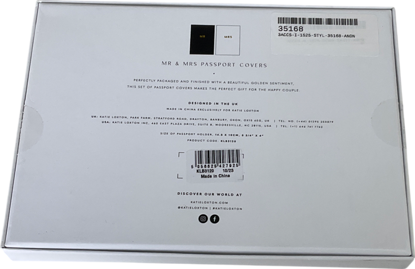 Katie Loxton White Bridal Passport Gift Set 'mr' And 'mrs' One Size