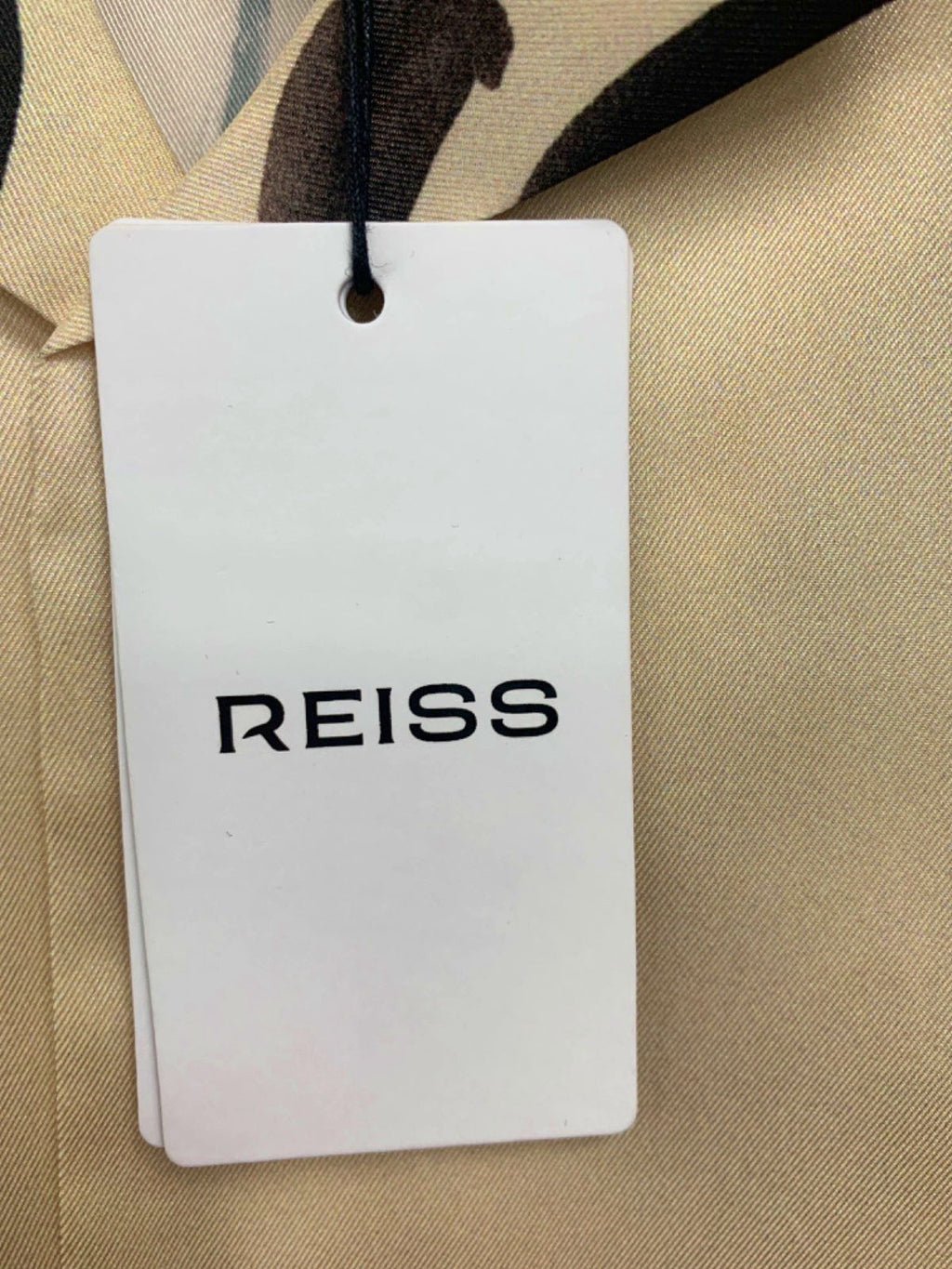Reiss Beige Printed Short Sleeve Shirt UK S