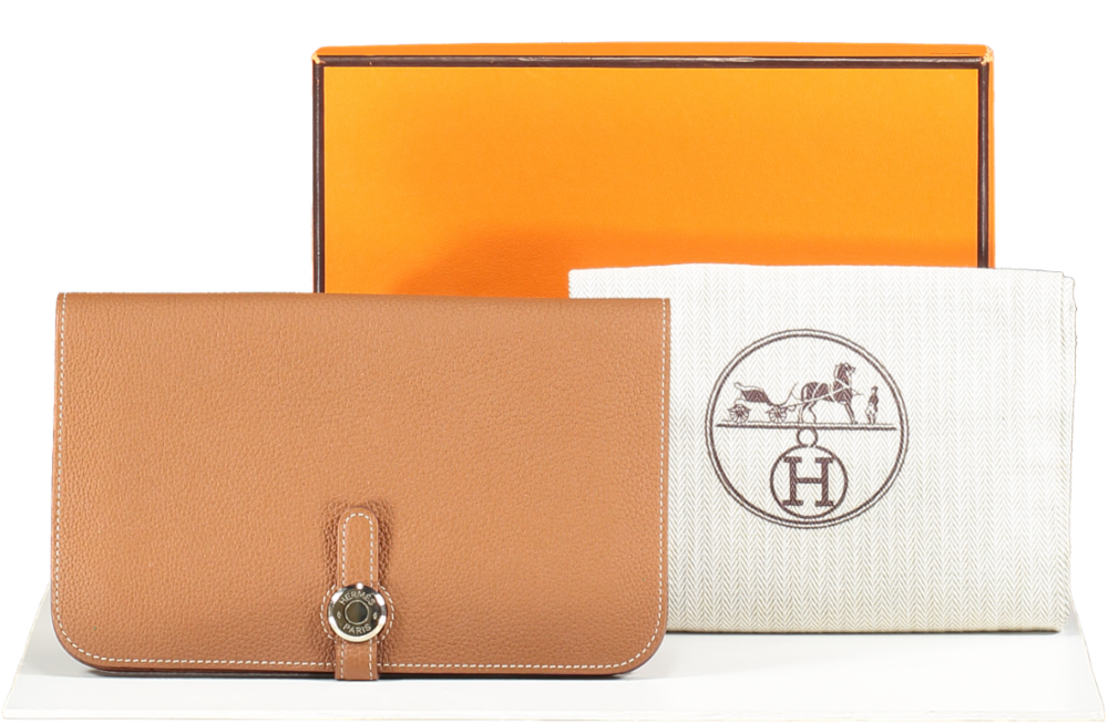 Hermès Dogon Duo Combined Wallet In Gold With Gold Hardware BNIB