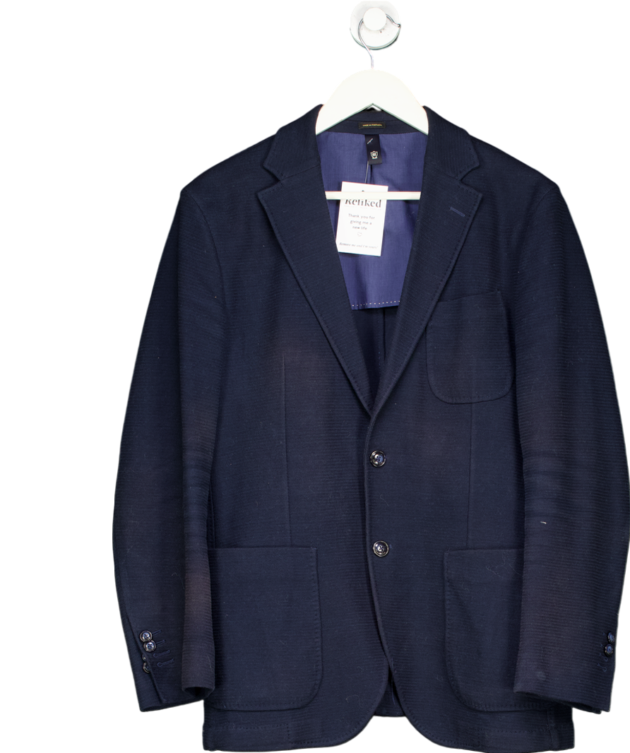 Massimo Dutti Navy Blue Cotton Jersey Blend Blazer UK 46" CHEST