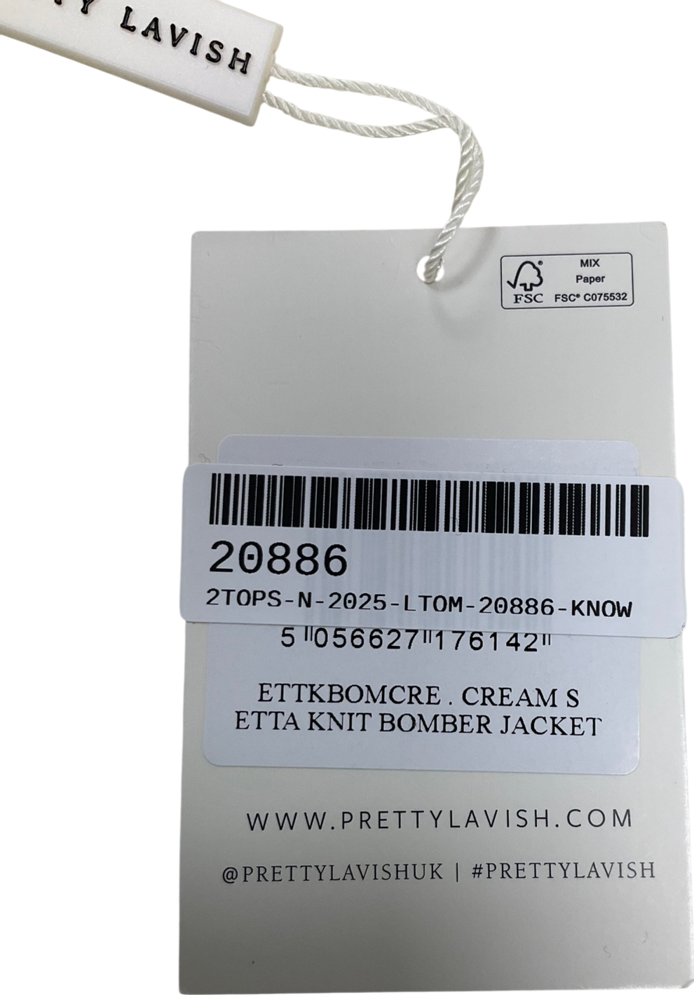 PRETTY LAVISH Cream Etta Knit Bomber Jacket UK S