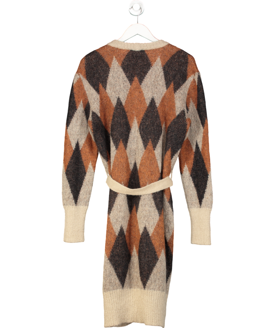 Daks Brown Oversized Argyle Cardigan UK 12