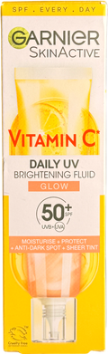 Garnier Vitamin C Daily Uv Brightening Fluid Sheer Glow, Spf50+ 40ML