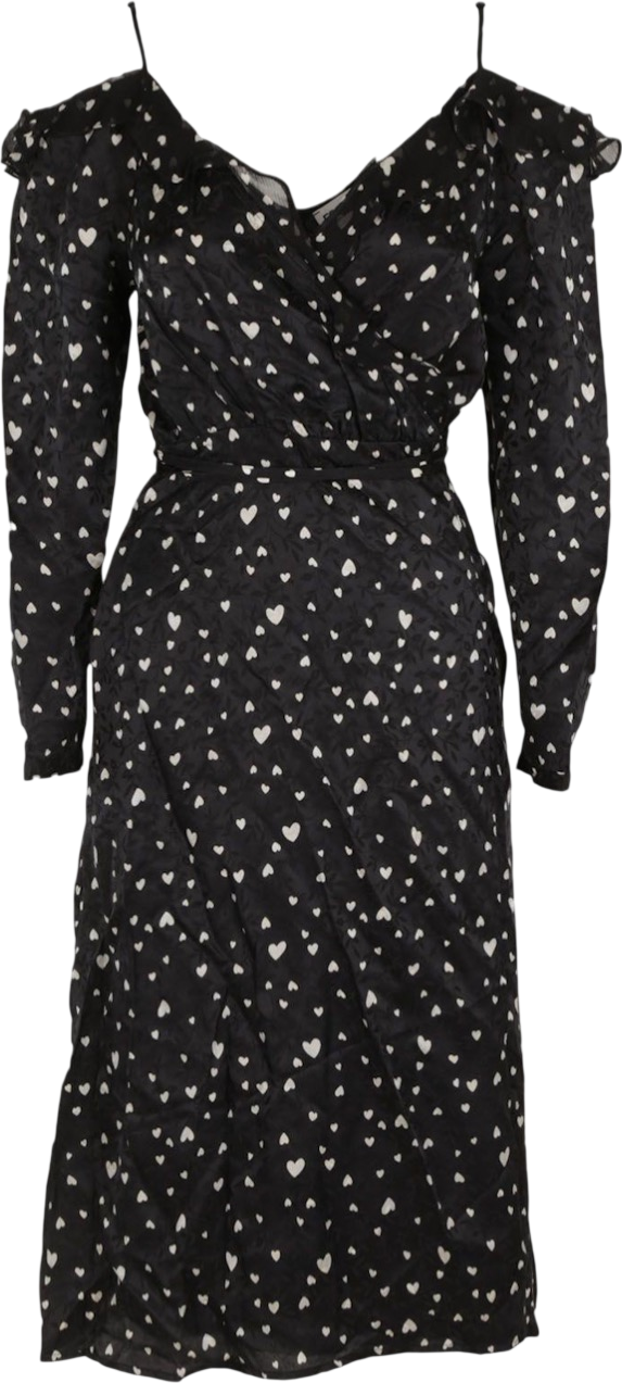 Essentiel Antwerp Black /cream Cold Shoulder Wrap Midi Dress UK 8