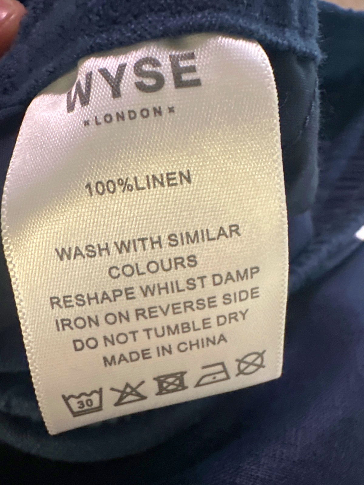 WYSE LONDON Midnight Alma Cropped Linen Trouser UK 8