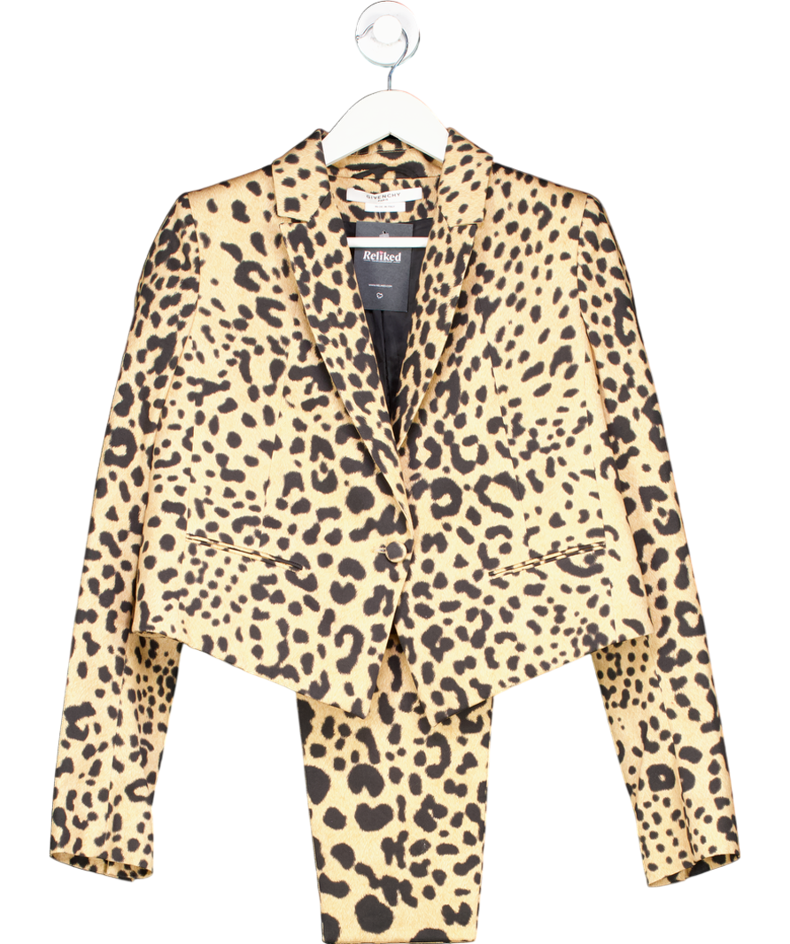 GIvenchy Beige Cropped Leopard Print Blazer with tails Eu 42 UK 14