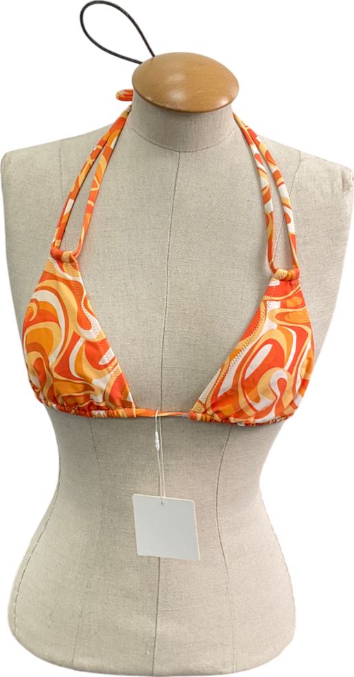 kulani kinis Orange Lost At Sunset Halter Bralette Bikini Top UK S