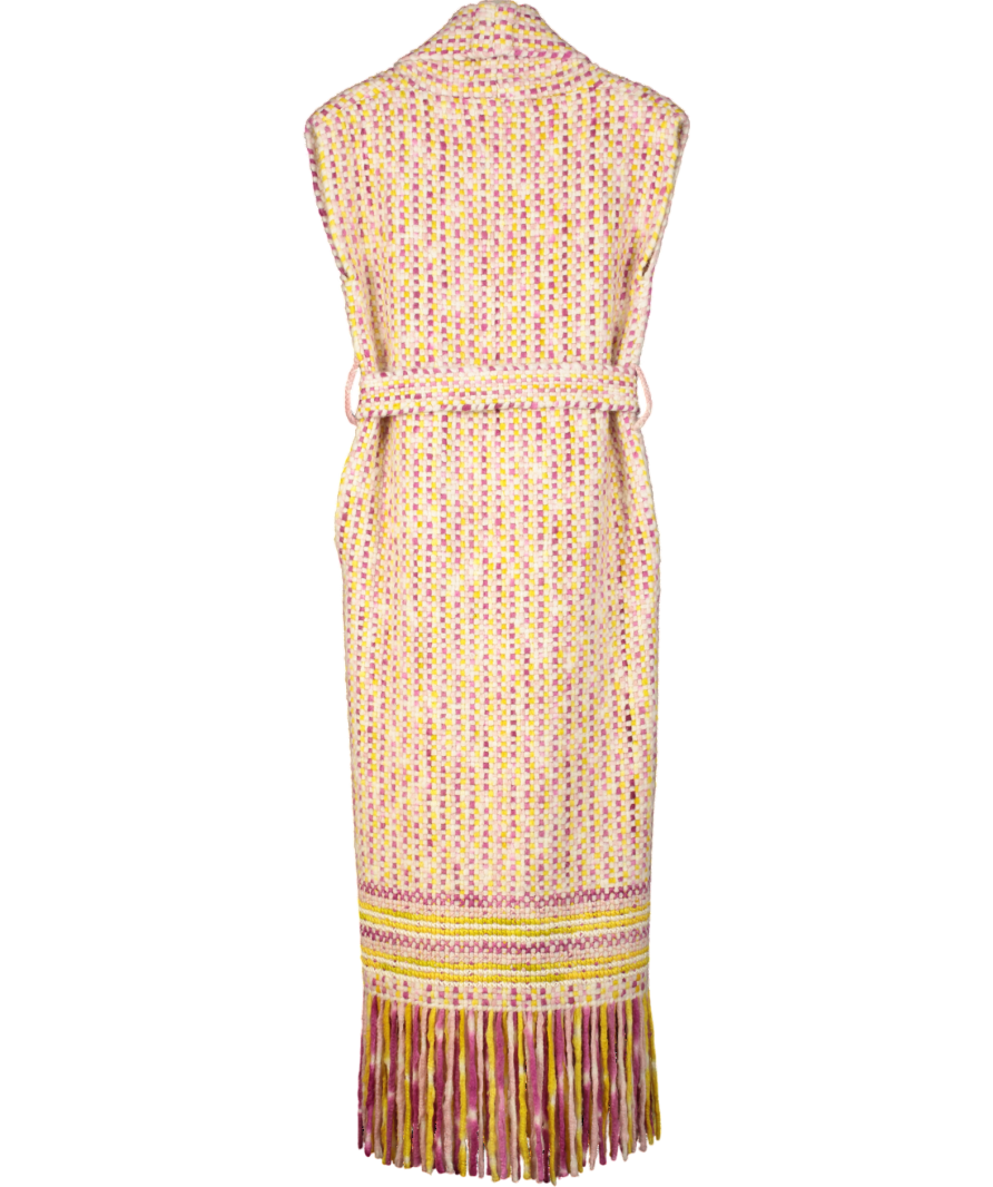 Gabriella Hearst Multicoloured 100% Cashmere Sleeveless Longline Waistcoat UK XS