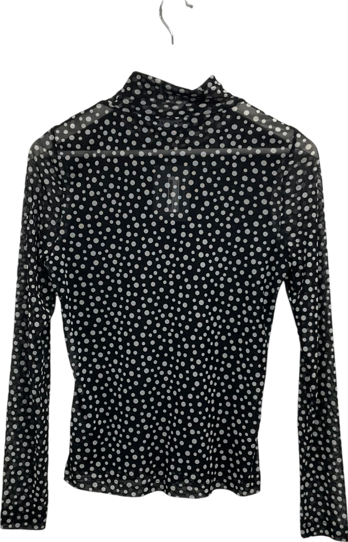Whistles Black Mesh Polka Dot Top UK 12