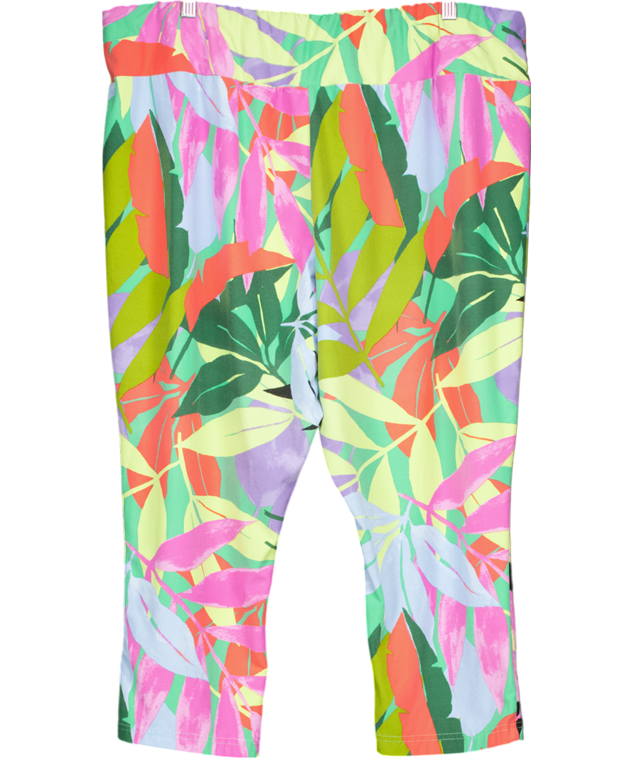 Terra & Sky Multicoloured Tropical Print Capri Leggings UK XXXL