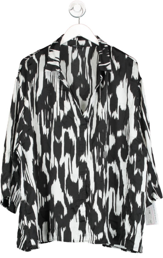Peacocks Black Monochrome Satin Shirt UK 24
