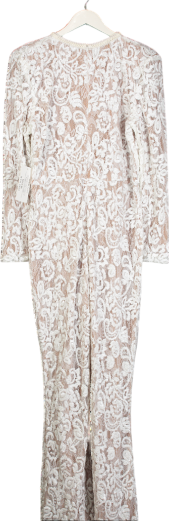 Nadine Merabi White Bella Embellished Jumpsui UK S