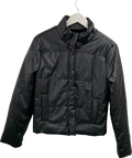 Si Sono Black Leather Look Coat With Faux Fur Lining UK M