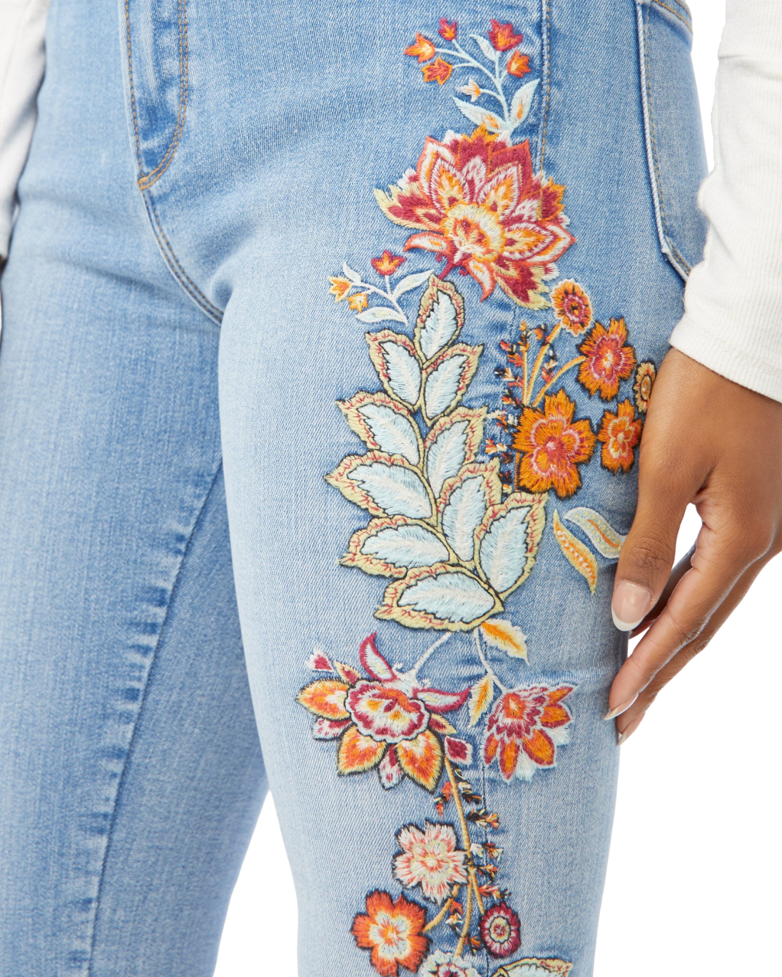Free People Blue X Driftwood Farrah Embroidered Flare Jeans  - Tallulah W28