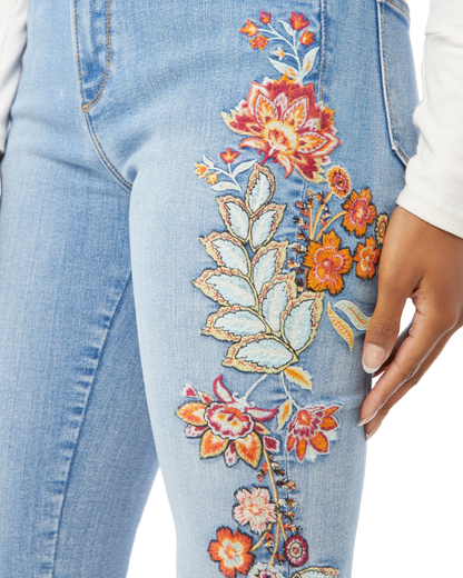 Free People Blue X Driftwood Farrah Embroidered Flare Jeans  - Tallulah W28