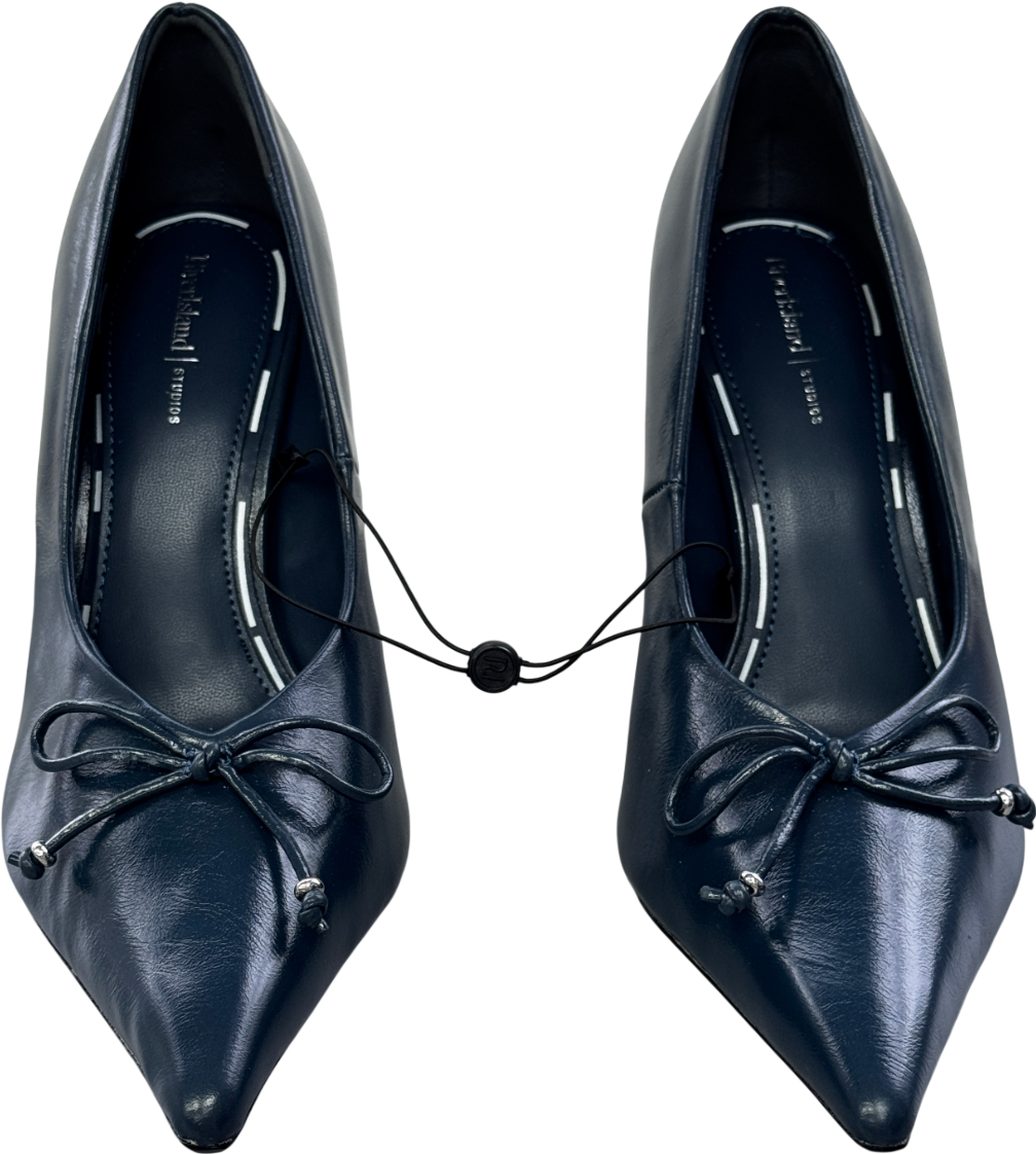 River Island Navy Blue  Bow Court Heels UK 6 EU 39 👠