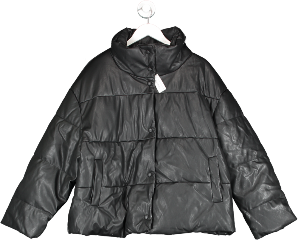George Black Leather Effect Puffer Jacket BNWT UK XL