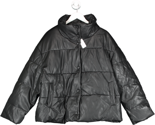 George Black Leather Effect Puffer Jacket BNWT UK XL