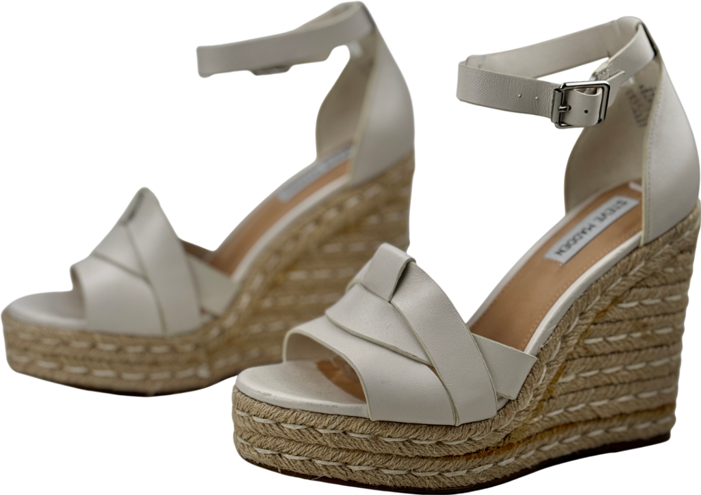 STEVE MADDEN Ivory White High Wedge Sandals UK 6 EU 39 👠