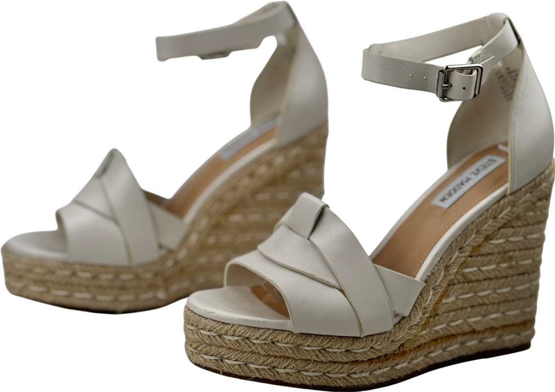 STEVE MADDEN Ivory White High Wedge Sandals UK 6 EU 39 👠