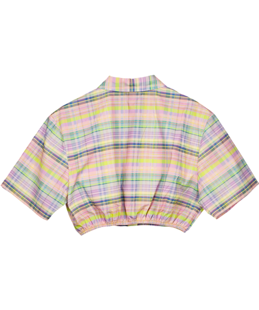 Collusion Multicoloured Cropped Checked Shirt UK 10