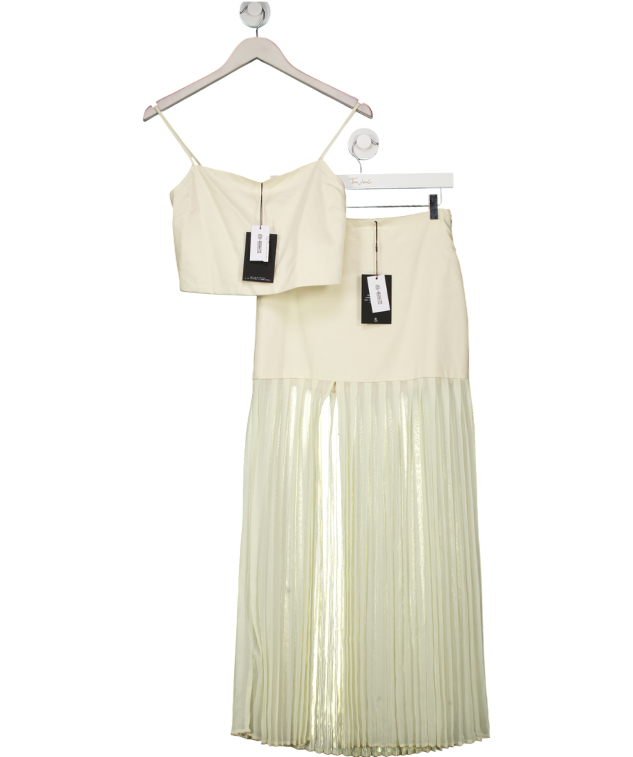 4th & Reckless Lucian Cream Side Split Pleated Maxi Skirt UK 8