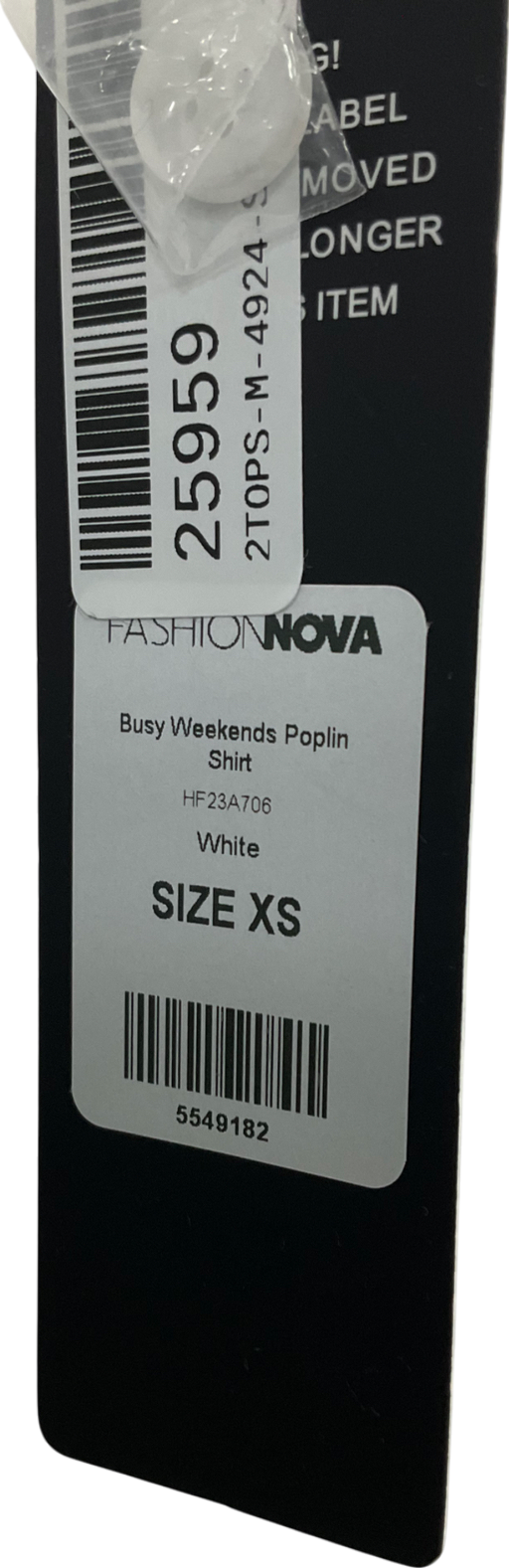 Fashion Nova White Busy Weekends Poplin Shirt UK XS