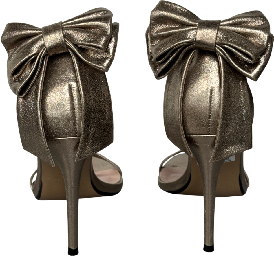 Tabitha Simmons X Next Metallic Gold Lauren Leather Bow Back Sandals UK 4 EU 37 👠