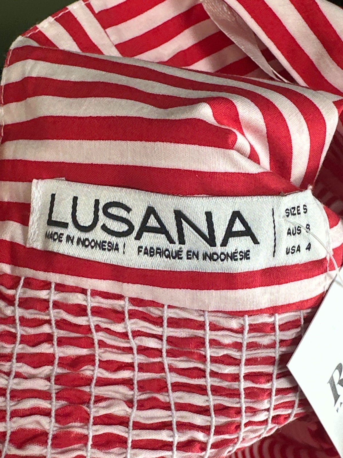 Lusana Red and White Striped Maxi Dress Size UK 8