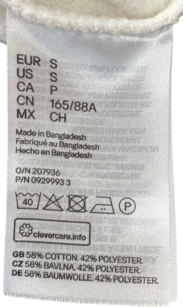 H&M White Oversized Sweatshirt UK S