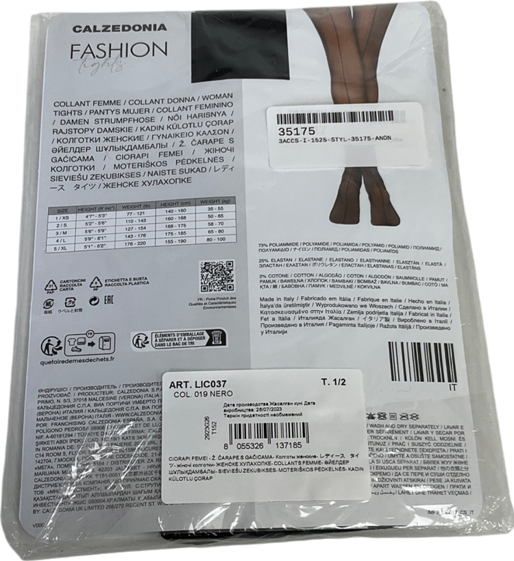 calzedonia Black Denier Sheer Back Seam Tights UK S