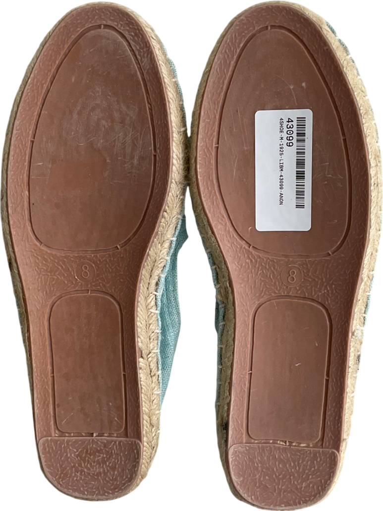 South Beach Blue Linen Pineapple Espadrilles UK 8 EU 41 👠