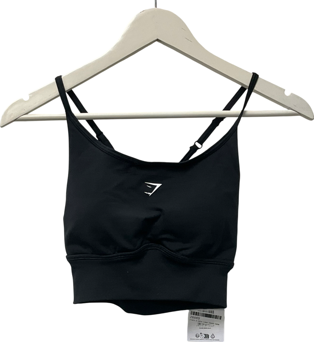 gymshark Black Sweat Seamless Longline Sports Bra UK XS